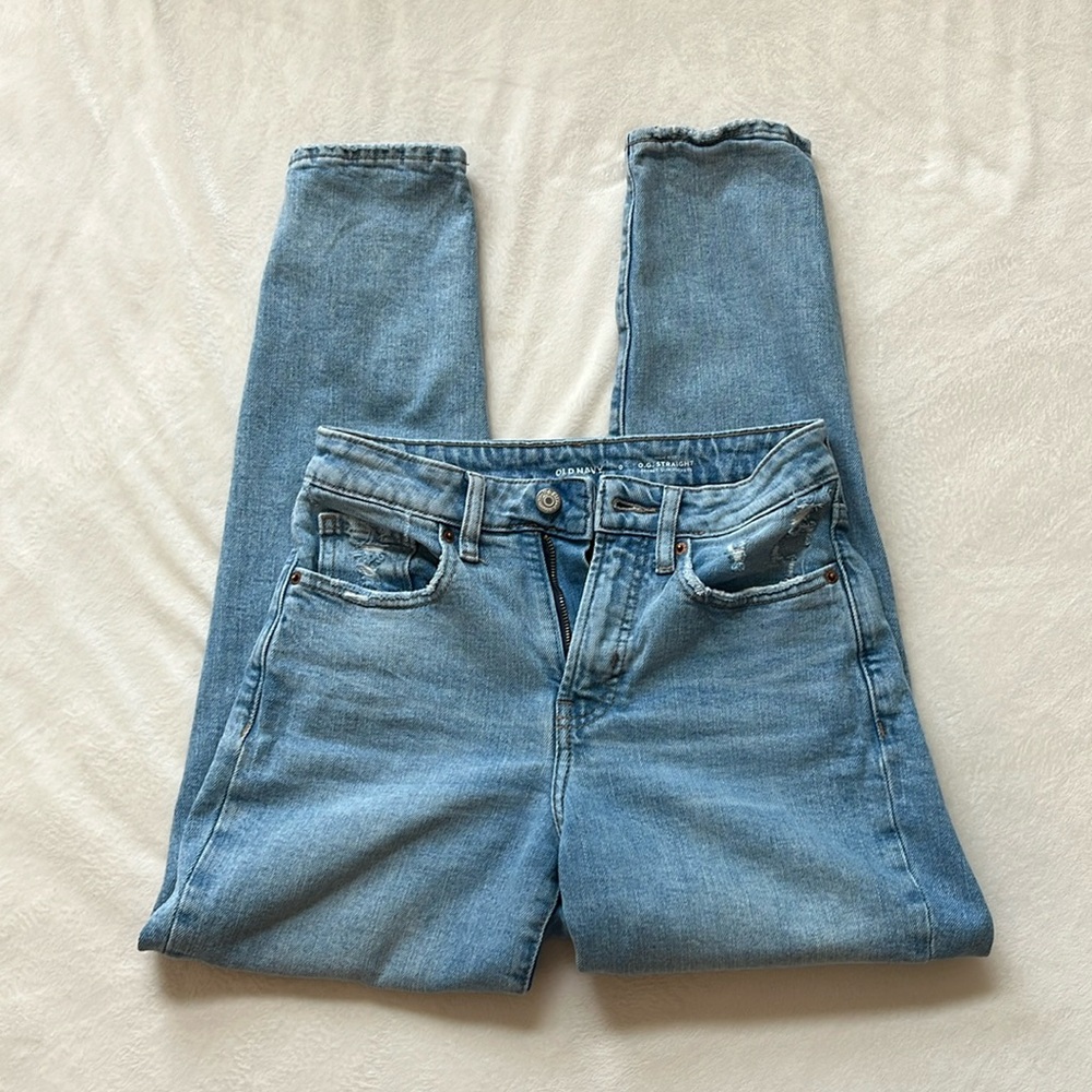 Old Navy High Rise O.G. Straight Ankle Secret Slim Pockets Jeans Size 0 Light